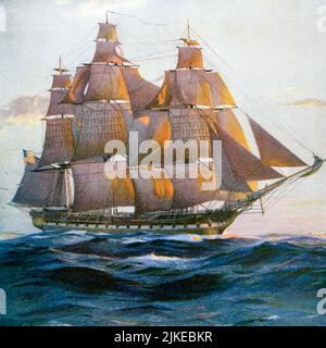 1790S USS CONSTITUTION AKA OLD IRONSIDES TROIS-MÂTS EN BOIS RUCHÉ LOURDE FRÉGATE DE LA MARINE DES ÉTATS-UNIS LANCÉ EN 1797 - KY2889 NAW001 HARS FORCES AKA CONCEPTUELS NAVIES STYLÉES TROIS-MÂTS SOUS VOILE 1797 CARRÉ TRUQUÉ SYMBOLIQUE USN CONCEPTS EN BOIS-HULÉ NAVIRE À VOILE USS 1790S À LA MER ICONTE LITTÉRAIRE EMBLÉMATIQUE LANCÉ DIVENT ANCIENNE REPRÉSENTATION Banque D'Images