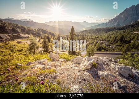 Sonnenuntergang dans den Dolomiten Banque D'Images