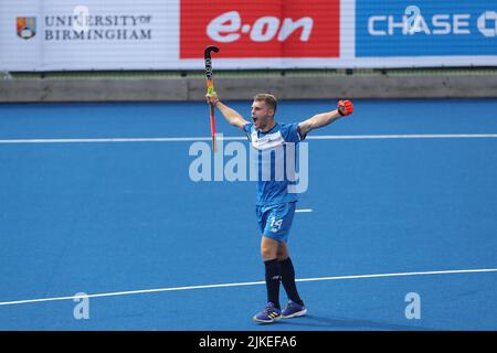 Cammy GOLDEN célèbre un but pendant la piscine de hockey masculin Un match entre l'Écosse et l'Afrique du Sud le quatrième jour des Jeux du Commonwealth à l'Université de Birmingham, Selly Oak, Birmingham, Angleterre, le vendredi 29th juillet 2022. (Credit: Mark Fletcher | MI News) Credit: MI News & Sport /Alay Live News Banque D'Images