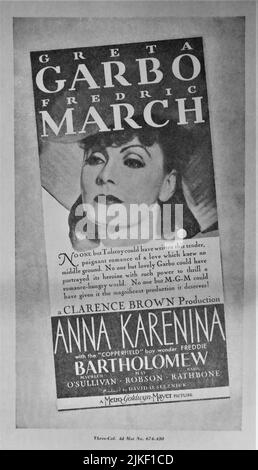 GRETA GARBO in ANNA KARENINA 1935 réalisateur CLARENCE BROWN roman Leo Tolstoy producteur David O. Selznick Metro Goldwyn Mayer Banque D'Images