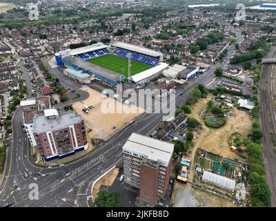 Photo aérienne de la maison de Peterborough United, du Weston Homes Stadium, London Road, Peterborough, Cambridgeshire, Royaume-Uni, Sur 30 juillet 2022 Banque D'Images