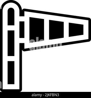 illustration vectorielle noire de l'icône représentant une chaussette à vent. Illustration de Vecteur