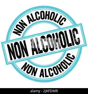 Texte SANS ALCOOL écrit sur le timbre rond bleu-noir Banque D'Images