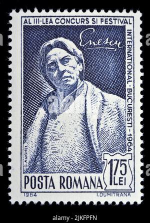 Timbre-poste roumain (1964) : troisième Festival international George Enescu : George Enescu / Georges Enesco (1881-1955) compositeur roumain, violoniste, c Banque D'Images