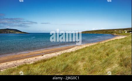 BIG SAND BEACH GAIRLOCH SCOTLAND HERBES MARINES SUR LES DUNES ET LA PLAGE DE SABLE EN ÉTÉ Banque D'Images