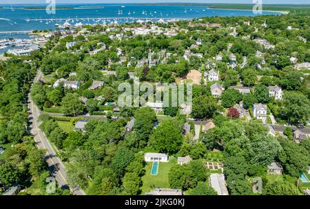 Paysage aérien de Sag Harbor, NY Banque D'Images