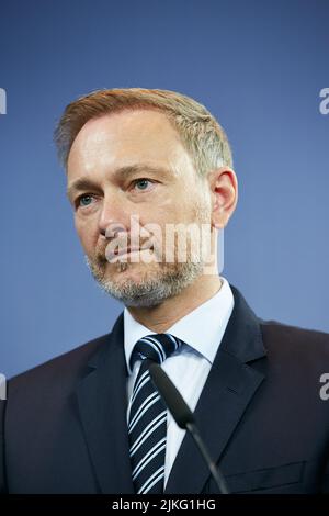 29.06.2022, Allemagne, Berlin, Berlin - Christian Lindner, ministre fédéral des Finances lors d'une conférence de presse au ministère fédéral des Finances. 00R2206 Banque D'Images
