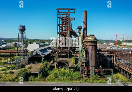 23.05.2022, Allemagne, Rhénanie-du-Nord-Westphalie, usine de haut fourneau Dortmund - Phoenix West. Après la fermeture de l'ancienne usine de haut fourneau Hoesch en 1 Banque D'Images