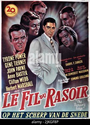 TYRONE POWER GENE TIERNEY JOHN PAYNE ANNE BAXTER CLIFTON WEBB et HERBERT MARSHALL dans LE RASOIR À L'AVANT-GARDE 1946 réalisateur EDMUND GOULDING roman W. Somerset Maugham scénario Lamar Trotti Music Alfred Newman producteur Darryl F. Zanuck XX Century Fox Banque D'Images