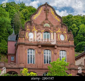 Ancienne façade de maison dans la vieille ville de Heidelberg... Baden Wuerttemberg, Allemagne, Europe Banque D'Images