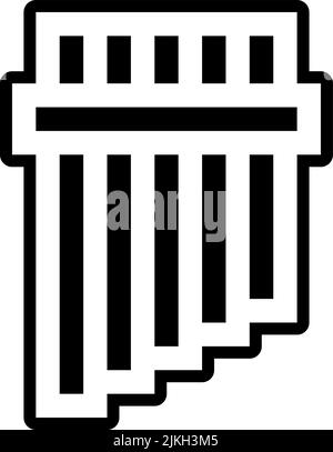 illustration vectorielle noire de l'icône de flûte panoramique. Illustration de Vecteur