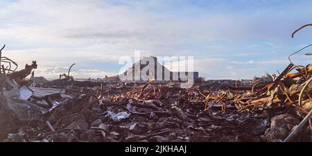 The demolition of the Longannet power station chimney blowing up Stock Photo