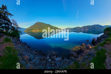 A view around Lake Crescent in the summer time Port Angeles, WA Stock Photo