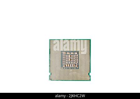 Vieux CPU Socket 775 isolé sur fond blanc Banque D'Images