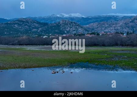 A natural landscape view of the mountains in Manzanares el Real, Spain Stock Photo