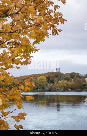 Marche d'automne sur le lac Ratzeburg à Ratzeburg, Allemagne. Banque D'Images