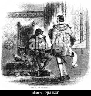 Louis XI et The Herald, illustration du livre, « John Cassel's Illustrated History of England, Volume II », texte de William Howitt, Cassell, Petter et Galpin, Londres, 1858 Banque D'Images