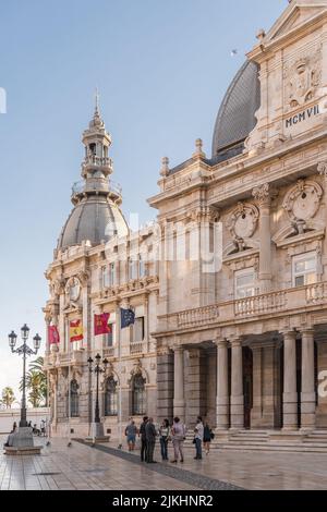 Vertical shot of Cartagena City Hall in Cartagena, a port city and naval base in the Murcia region of southeast Spain Stock Photo