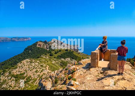 Pic de la Talaia d'Alcudia (446 m), randonnée autour de la Talaia d'Alcudia sur la péninsule Victoria près d'Alcudia, Majorque, Iles Baléares, Espagne Banque D'Images