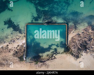 An aerial view of a public sea swimming pool in Saint-Malo, France Stock Photo