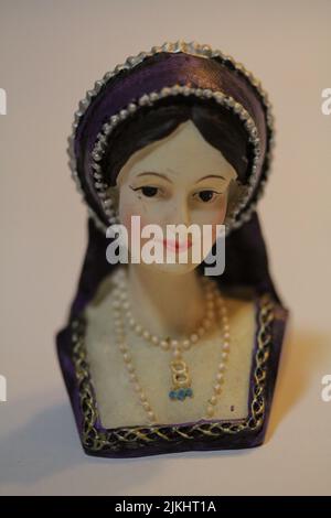 A vintage art statue of  The Six Wives of Henry VIII - Bust of Catherine of Aragon Stock Photo