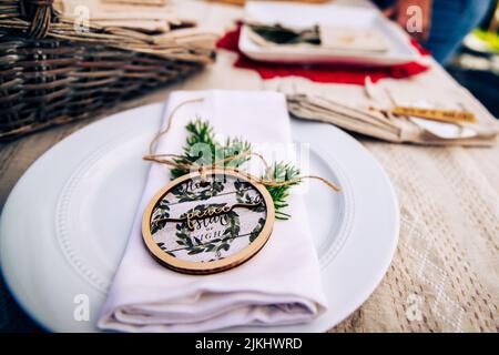 Closeup of Christmas plate decoration Banque D'Images