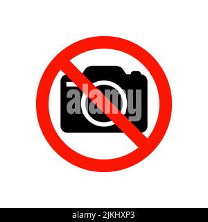 Pas d'icône de vecteur de signe d'appareil photo isolée sur fond blanc Illustration de Vecteur