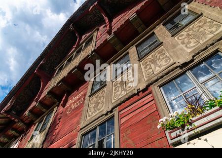 La célèbre 'Maison Rotes' (maison rouge), site de la ville de Dornbirn dans le Vorarlberg Banque D'Images
