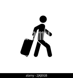 Icône homme avec bagages. Homme portant une valise icône vecteur Illustration de Vecteur