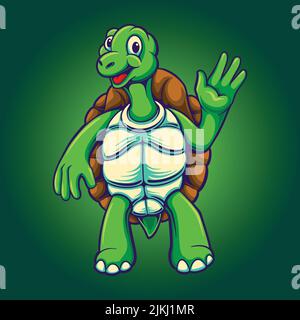 Drôle de tortue de mer caricature mascot illustrations vectorielles pour votre travail logo, t-shirt de marchandises, autocollants et dessins d'étiquettes, poster, cartes de voeux Illustration de Vecteur