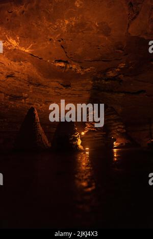 A scenic inside view of the Shuanghedong Caves, Wenquan, Suiyang County, Guizhou Province, China Stock Photo