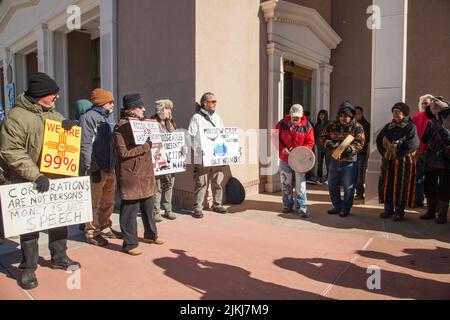 À Idle pas plus de rallye au State Capital Building, Santa Fe Nouveau-Mexique Banque D'Images