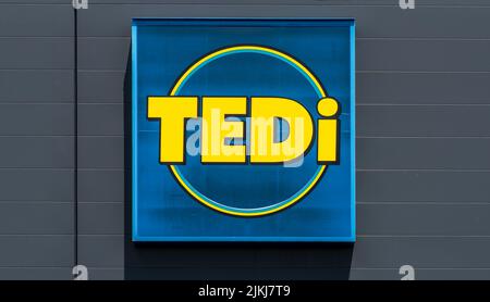 Publicité et signature de la société Tedi Banque D'Images