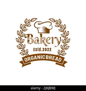 Logo de la boulangerie pain et gâteau, logo de la lettre, vecteur de pain, logo de la boulangerie, illustration du chapeau du chef. Illustration de Vecteur