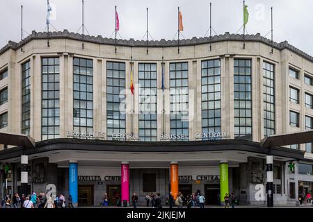 A scenic view of Brussel's central train station in downtown in Belgium, Europe Stock Photo