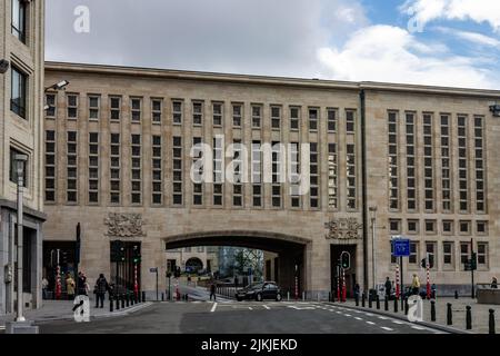 A scenic view of Brussel's central train station in downtown in Belgium, Europe Stock Photo