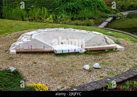 A greek theater in a park of miniature landmarks in Brussels, Belgium, Europe Stock Photo