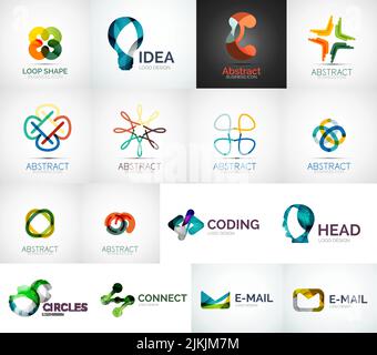 Collection abstraite de vecteur de logo d'entreprise - 16 logotypes d'entreprise modernes et variés Illustration de Vecteur