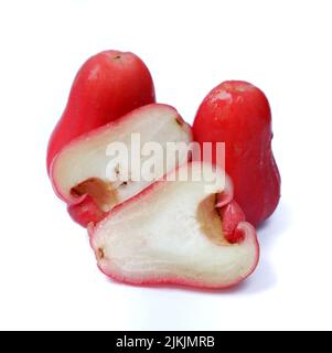 Pomme rose ou goyave d'eau isolée sur fond blanc Banque D'Images