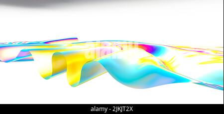 A 3D render abstract background shapes with holographic effect Banque D'Images