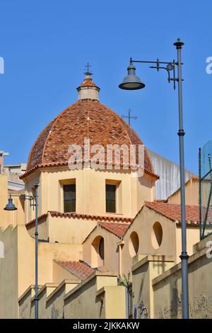 A vertical shot of the dome of the church San Mauro in Cagliari, Sardinia, Italy Stock Photo