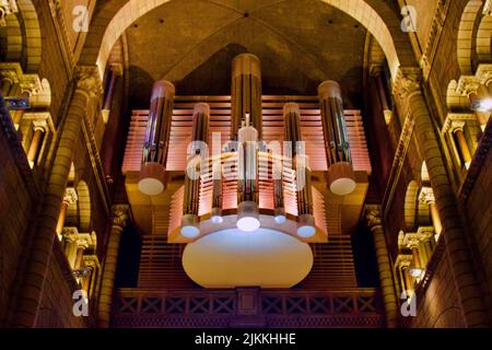 A organ in the Cathedral of St. Nicholas - the National Cathedral of the Principality of Monaco Stock Photo