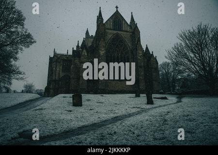 A distant view of the historical Ripon Cathedral during winter in North Yorkshire, Ripon, England Stock Photo