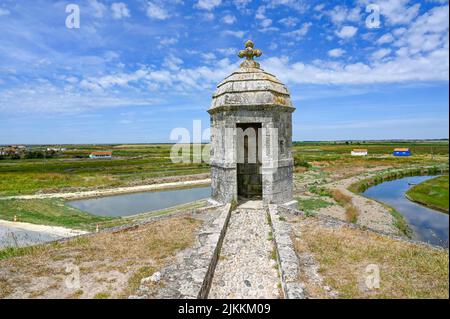 Émergeant au milieu des marais entre Rochefort et la presqu'île de Marennes, la citadelle de Brouage est un exemple remarquable de mil préservé Banque D'Images