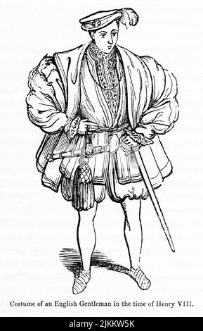 Costume d'un homme anglais à l'époque de Henry VIII, illustration du livre, « John Cassel's Illustrated History of England, Volume II », texte de William Howitt, Cassell, Petter, et Galpin, Londres, 1858 Banque D'Images