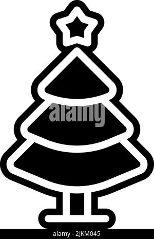 illustration vectorielle noire de l'icône arbre de noël. Illustration de Vecteur