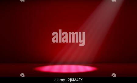 Deux projecteurs au centre du podium ou de la scène rouge Banque D'Images