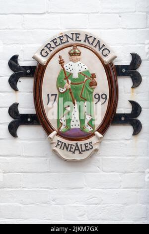 Greene King Fine Ales 1799 panneau extérieur Brickmavers Arms, Midhurst, Angleterre, Royaume-Uni Banque D'Images