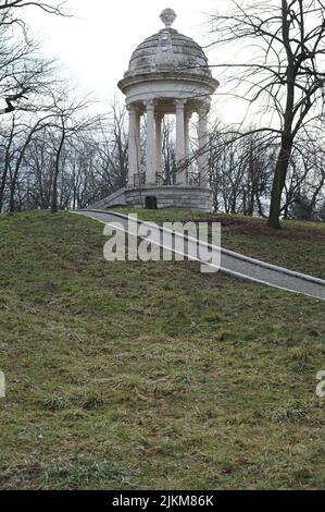 A vertical shot of a rotonda in Nicolae Romanescu Park, Craiova Stock Photo