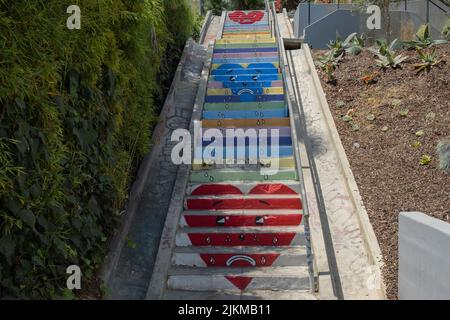 Street Art sur l'escalier à Silver Lake, Los Angeles Banque D'Images